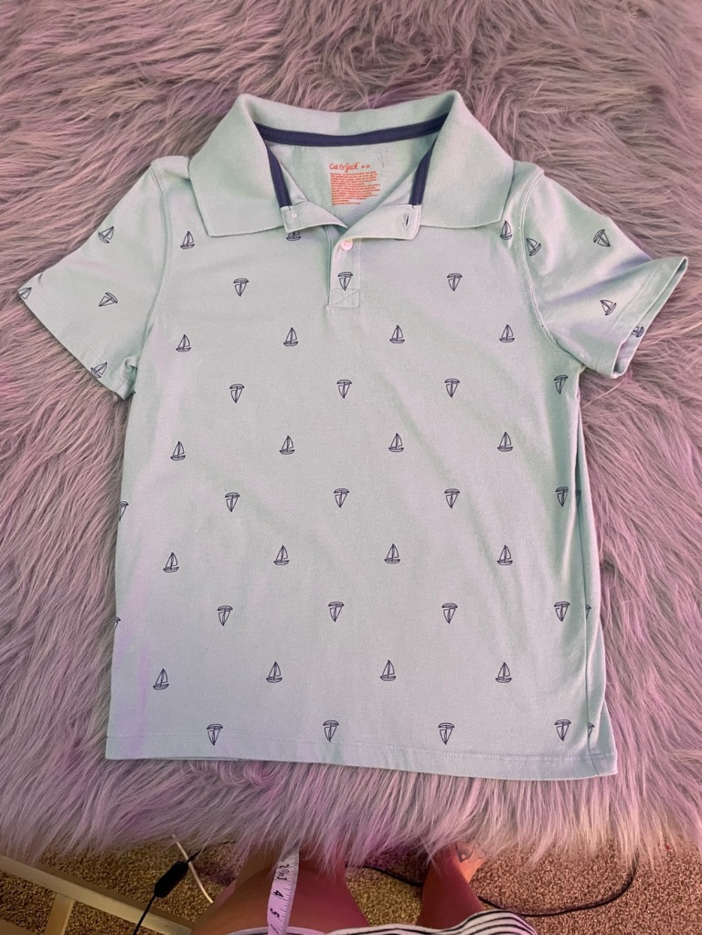 🐶Cat & Jack Light Blue Boys' Polo with Sailboat Print